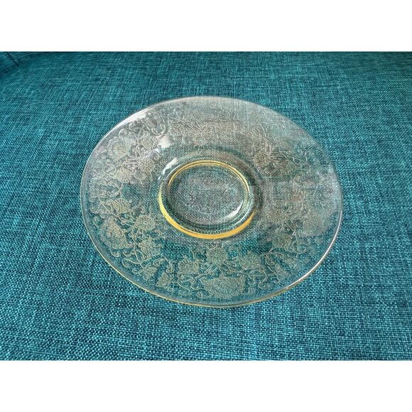 1930s Federal Glass‎ Yellow Depression Glass Tea Trio – "Sharon / Cabbage Rose" - Picture 4 of 7